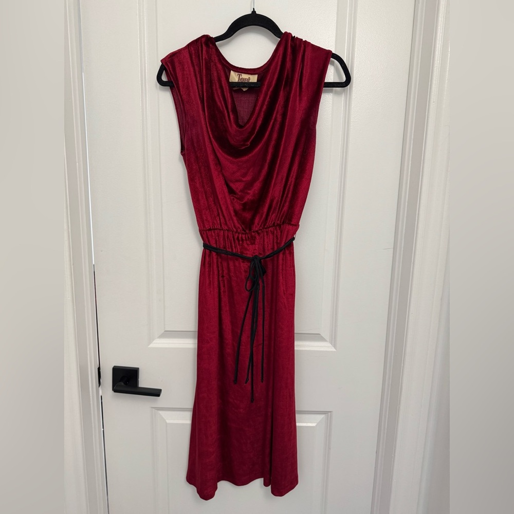 Vintage Ladies Red Velour Dress